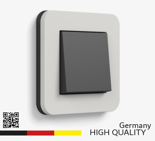 GIRA E3 light grey soft touch with anthracite أفضل أفياش ومفاتيح كهرباء المانية لون اسود